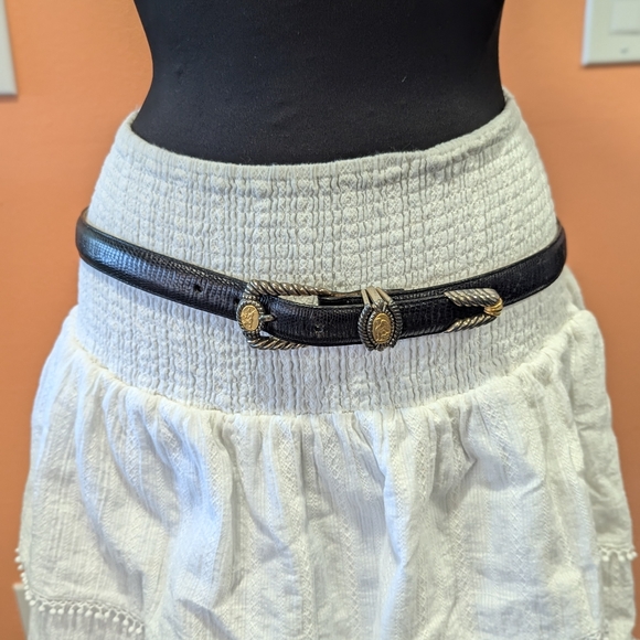 Vintage 90s Brighton Museum Belt XL Black Whimsigoth Coin Bohemian Leather - Picture 8 of 16